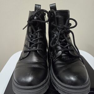 Little girl black lace up boots